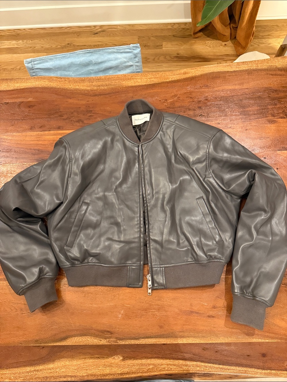 The Frankie Shop Gray Bomber Jacket with Shoulder Pads - Medium